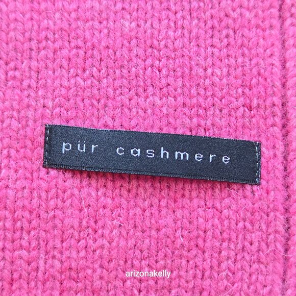 Pur Cashmere Pink Knit Scarf With Ribbed Border - Picture 4 of 12